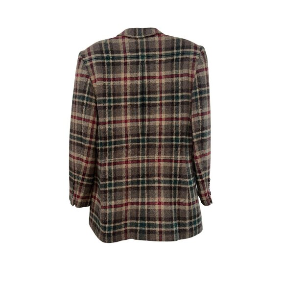 Vintage Ralph Lauren Plaid Wool Riding Blazer Jacket W/ Suede Accent Size 12 Bro - Picture 3 of 10